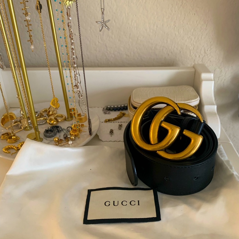 Gucci Black Belt 85cm